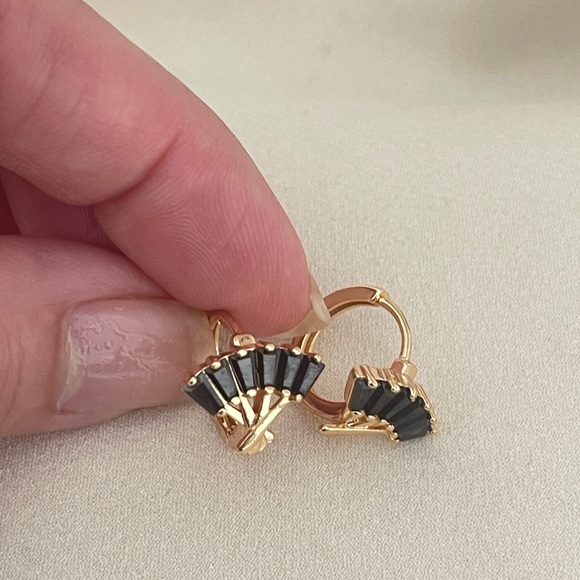 18k Gold Filled CZ Huggie Earrings - Picture 4 of 7